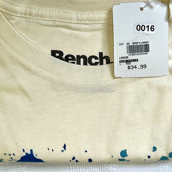 Bench Men’s T-Shirt Size Large 🔥😎 NWT BRAND NEW ! Cream/White Colour - Picture 5 of 8